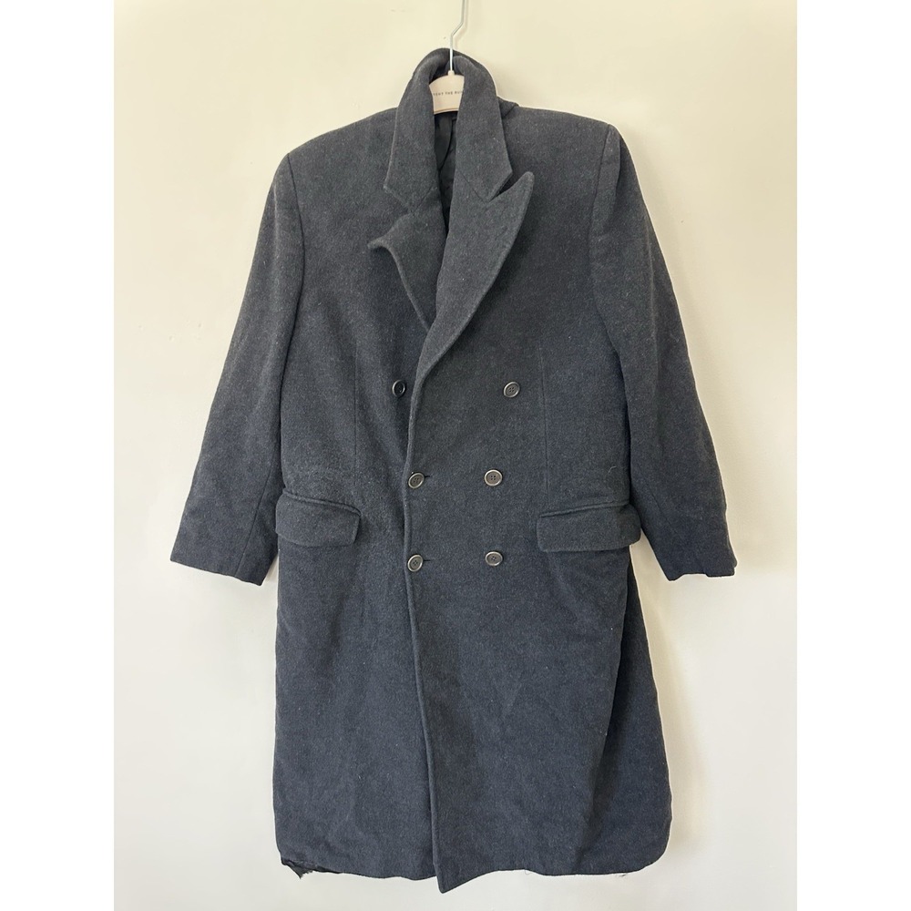 [LINING NEEDS REPAIR]‎ VTG Palio 46R 100% Wool Double Breasted Black Over Coat